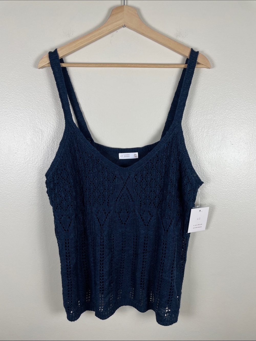 LC Lauren Conrad Dark Navy Openwork Knit Camisole. NEW XXL